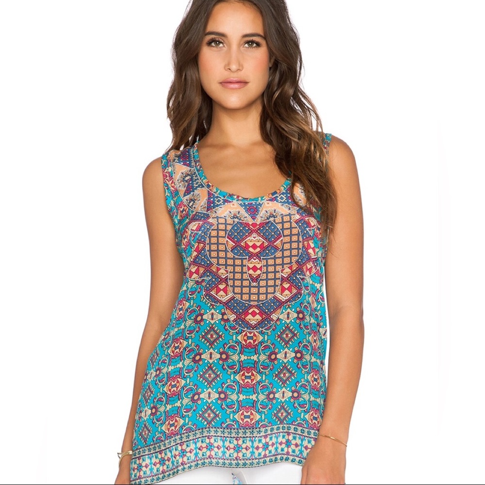 NWT Tolani silk Vikki tank in turquoise